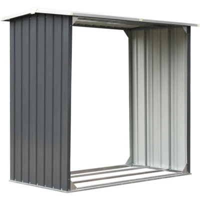 Afbeelding van Haardhoutschuur 172x91x154 cm gegalvaniseerd staal grijs