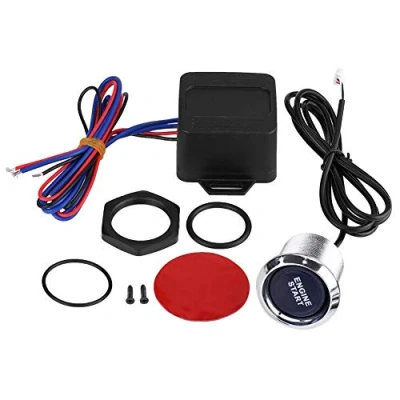 Afbeelding van Keenso auto startschakelaar kit, universele 12V motor startknop + relaisbox LED drukknop schakelaar (blauw) Ontstekingsschakelaars