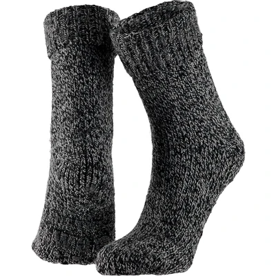 Afbeelding van Apollo Wollen Huissok heren Zwart Maat 39/42 Huissokken Fluffy sokken Slofsokken anti slip Warme Winter