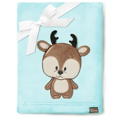 Afbeelding van Be Mammy Warme kinderdeken Knuffel Cadeau voor het kind met 3D applicatie BE20 168 (Poederblauw Hert)