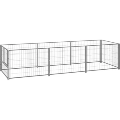 Afbeelding van vidaXL Hondenkennel 3 m² staal zilverkleurig