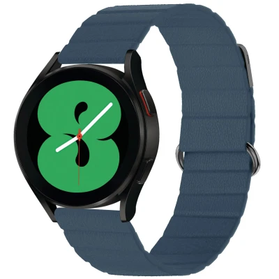 Afbeelding van Magnetisch lederen bandje Universeel 20 mm aansluiting Blauw iMoshion Kunstleder