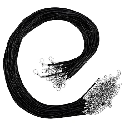 Afbeelding van Kurtzy Zwarte Polyester Kettingen Koord met Ketting en Kreeftklem (25 Pak) 42,5 cm Bulk DIY Sieraden Maken Kabel Voor Bedel Kettingen, Armbanden &amp; Enkelbandjes