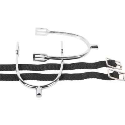 Afbeelding van Harry&#039;s Horse Sporen staaf verchroomd + riem D30 Kleurloos