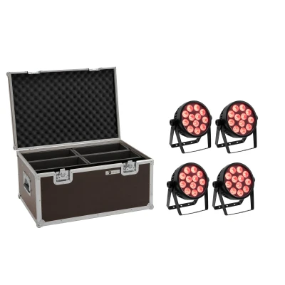 Afbeelding van Eurolite Set 4x LED 4C 12 Silent Slim Spot + Case