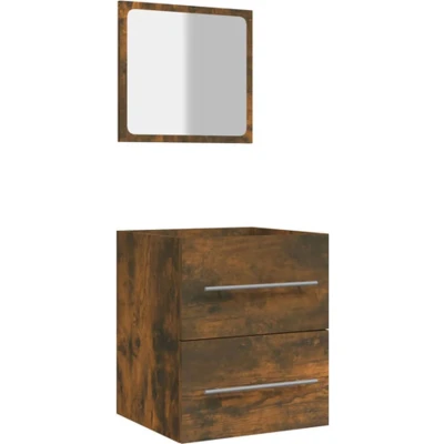 Afbeelding van vidaXL Badkamerkast met spiegel 41x38,5x48 cm gerookt eikenkleurig