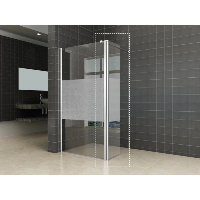 Afbeelding van Wiesbaden Zijpaneel 35 x 200 cm met scharnierprofiel links chroom 10 mm NANO ged.matglas