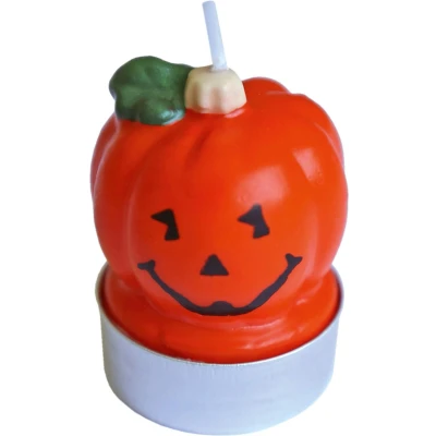 Afbeelding van Amscan Theelichtjes Halloween Pompoen 5,5 Cm Wit 3 Stuks