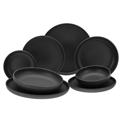 Afbeelding van CreaTable, 10337, serie Uno zwart + groen, serviesset, bordenset 8 delig