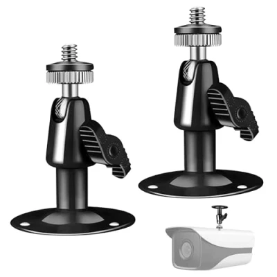 Afbeelding van Wandhouder voor camera, verstelbare camerahouder, metalen mini beveiligingscamerahouder, buiten, 360 graden, bewaken met schroeven, binnen en 2 stuks