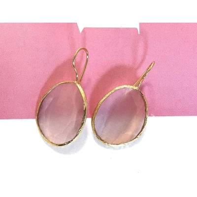 Afbeelding van Oorbellen cateye steen licht roze groot