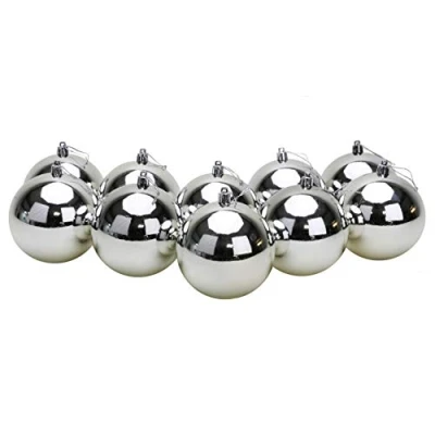 Afbeelding van Toyland® 10 extra grote kerstballen in kleur van 100 mm kerstboomversieringen (zilver)