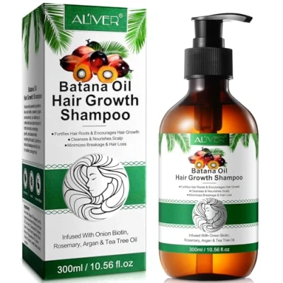 Afbeelding van Batana Haargroei Shampoo, 300ml Haaruitval Shampoo voor Dunner Haar Vrouwen en Mannen, Kruiden Dikker Voller met Rozemarijn, Arganolie &amp; Ui Biotine, Haarverdikkende