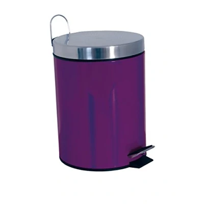 Afbeelding van MSV Prullenbak/pedaalemmer metaal paars 3 liter 17 x 25 cm Badkamer/toilet Pedaalemmers