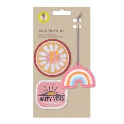 Afbeelding van LÄSSIG Set hangers en patches (3 stuks) met drukknop/schoolpatches, Happy., Normaal, Happy
