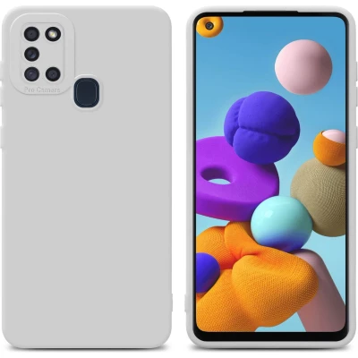 Afbeelding van Cadorabo Hoesje geschikt voor Samsung Galaxy A21s in Fluid WIT Beschermhoes gemaakt van flexibel TPU silicone Cover Case