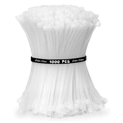 Afbeelding van 1000pcs Zip Ties Wit 100mm x 3mm Zelfsluitende Nylon Kabelbinders