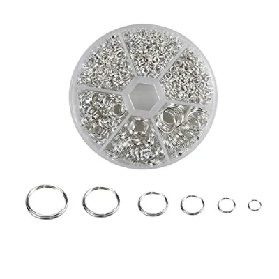Afbeelding van smatime 690 stuks splitringen met doos, ronde metalen split sleutelhangers dubbele lus springringen open ringen geassorteerd voor hond huisdier halsband doe het zelf tag sieraden autosleutel