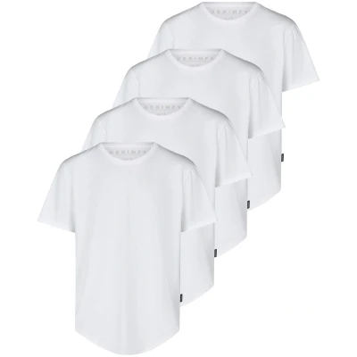 Afbeelding van DENIMFY Heren T Shirt DFPaco 4 Pack Set regular fit Wit 4XL Ronde Hals Volwassenen