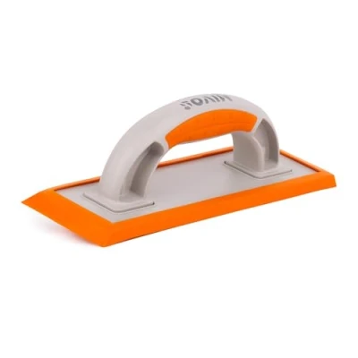 Afbeelding van Mivos Raspplank met rubberen coating voor voegen 245 x 97 tegelvoegplank afgeschuind rubber dappel ergonomische kunststof handgreep tegelleggers gladtroffel gemaakt in de EU