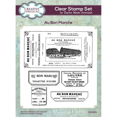 Afbeelding van Creative Expressions Taylor Made Journals Au Bon Marche 6&quot; x 8&quot; Clear Stempel Set, 6