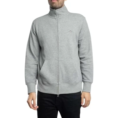 Afbeelding van GANT REG Shield Sweater met rits, Heren, Maat: 4XL, Grey melange