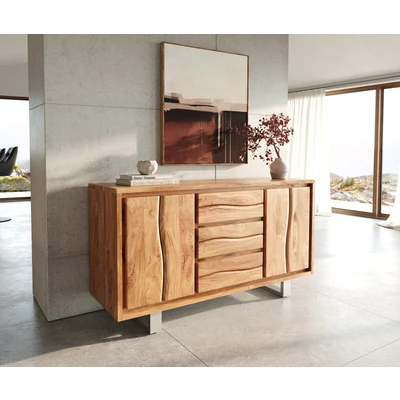 Afbeelding van Ladekast Live Edge acacia natuur147 cm 2 deuren 3 laden boomrand dressoir