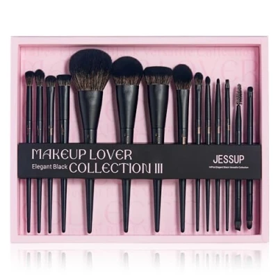 Afbeelding van Jessup Zwarte Makeup Kwasten 14Pcs Geschenkset voor Vrouwen Kabuki Foundation Oogschaduw Contour Concealer Poeder Eyeliner Crease Wenkbrauw Blending Set Cadeau Vrouwen,T336 G