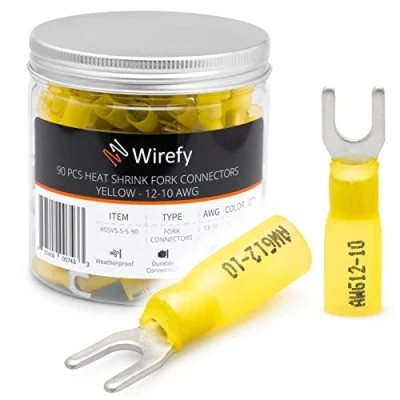 Afbeelding van Wirefy 90 Stuks M5 Vork Krimpkous Kabelschoenen Mariene Kwaliteit Vorktong Kabelverbinder 4 6mm²