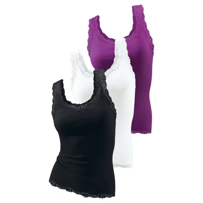 Afbeelding van H.I.S 3PACK Top, Dames, Maat: 32/34, Schwarz/weiß/beere