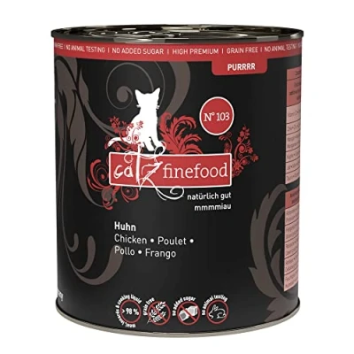 Afbeelding van catz finefood Purrr kip monoprotein kattenvoer nat N 103, voor voedingsgevoelige katten, 70% vleesgehalte, 6 x 800 g doos
