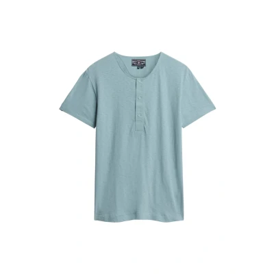 Afbeelding van Superdry Mannen The Merchant Store Grandad top met Korte Mouwen Lichtblauw Grootte: S