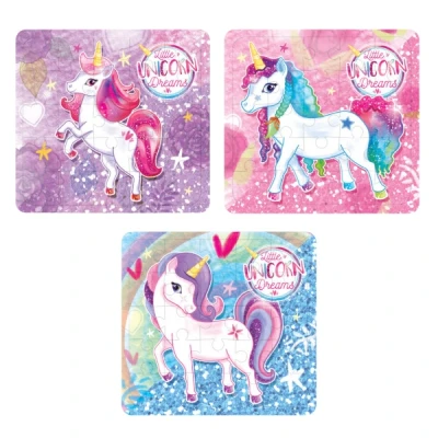 Afbeelding van 12stuks Uitdeel cadeautjes kinderverjaardag / Puzzeltjes Unicorn Eenhoorn traktatie uitdelen kinderfeestje 3 assorti