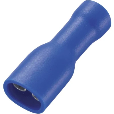 Afbeelding van TRU COMPONENTS 737792 Platte stekker (female) Insteekbreedte: 4.8 mm Insteekdikte: 0.5 180 Volledig geïsoleerd Blauw 50 stuk(s)