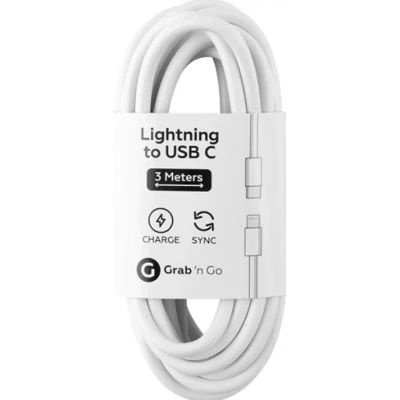 Afbeelding van Grabngo Gng Laadk.usb C&gt;Lightn.3M Wit