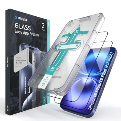 Afbeelding van Deppa [2 Stuks] Screen Protector voor iPhone 15 Plus (6.7&#039;) Schermbeschermer, 9H Gehard glas Volledige dekking met sjabloon installatie [Bubble Free]