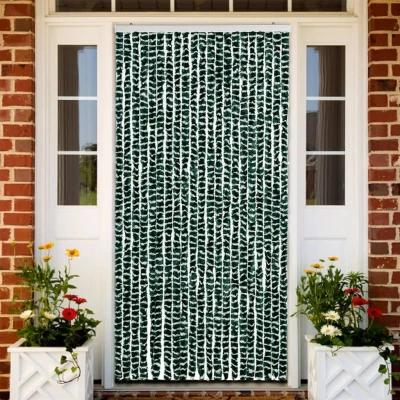 Afbeelding van Vliegengordijn 90x220 cm chenille groen en wit