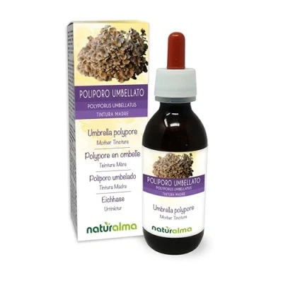 Afbeelding van Schermpjeseikhaas (Polyporus umbellatus of Grifola umbellata) paddenstoel Alcoholvrije moedertinctuur Naturalma Vloeibaar extract druppels 120 ml Voedingssupplement Veganistisch