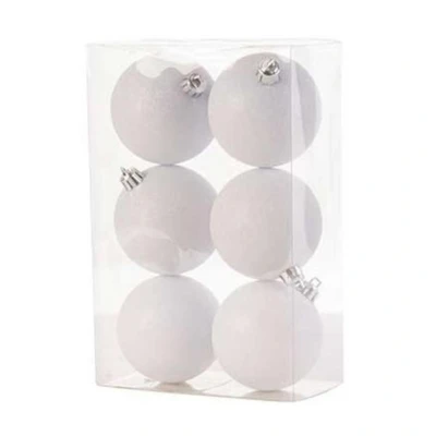 Afbeelding van Cos &amp; Trendy Kerstballen 6 stuks wit glitter 8 cm