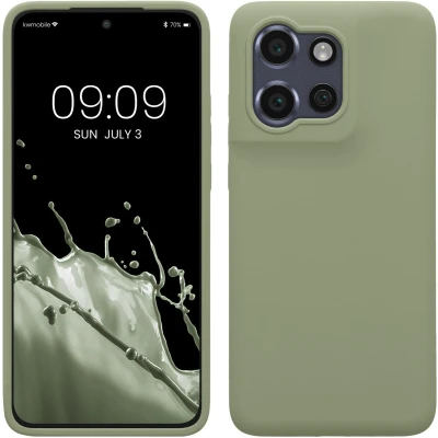Afbeelding van kwmobile telefoonhoesje geschikt voor Motorola Edge 50 Neo / ThinkPhone 25 Hoesje met siliconen coating Smartphone case in grijsgroen