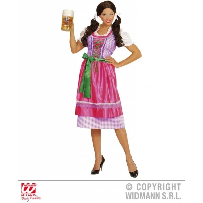 Afbeelding van Dirndl kostuum dame groen/roze Maatkeuze: Maat S