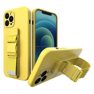 Afbeelding van Touwhoes gelhoes met sleutelkoord ketting handtas Samsung Galaxy A32 5G geel
