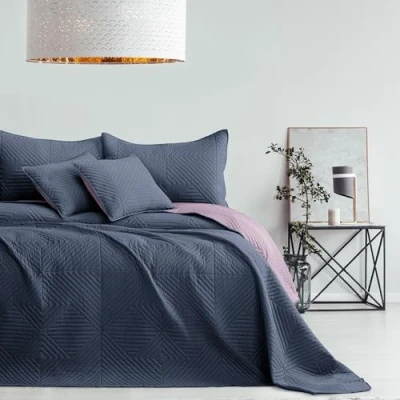 Afbeelding van AmeliaHome Sprei antraciet lila 170x210 Bedsprei dubbelzijdig Ultrasoon stiksel Polyester Softa