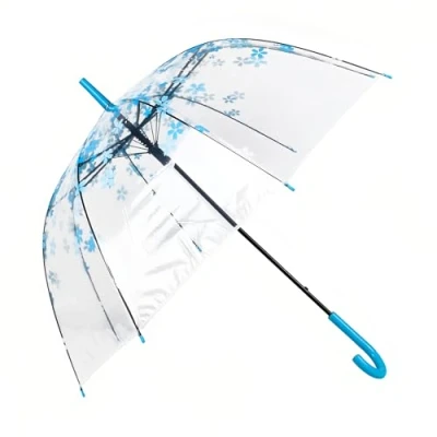 Afbeelding van ThreeH Clear Cherry Paraplu Auto Open Transparant Winddicht voor Kinderen of Outdoor Bruiloften 32 Inch Diameter,KS11, Blauw, Kers, Transparant, One_Size, Klassiek