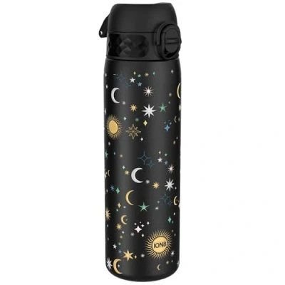 Afbeelding van Ion8 Stalen Waterfles, 600 ml/20 oz, Lekvrij, Makkelijk te Openen, Veilige Vergrendeling, Vaatwasserbestendig, Hygiënische Flipcover, Draaggreep, Duurzaam, Reliëfprint, Ontwerp Hemel Drinkfles