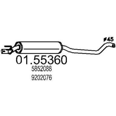 Afbeelding van MTS 01.55360 Middendemper 1540mm OPEL: Corsa B Hatchback (S93) 1.2 i 16V 1998 2000