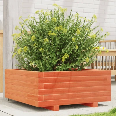 Afbeelding van Plantenbak 60x60x26,5 cm massief grenenhout wasbruin