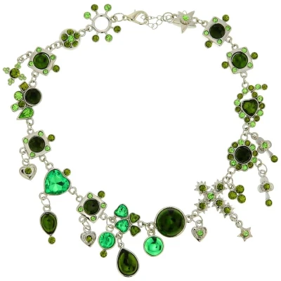 Afbeelding van Behave Ketting zilver kleur met groene stenen