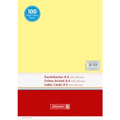Afbeelding van Brunnen 102240010 indexkaart (A4, ongelinieerd, 100 stuks, gelast) geel