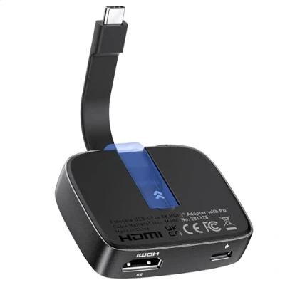 Afbeelding van Cable Matters Draagbare 48 Gbps USB C naar HDMI 2.1 adapter met 100 W host opladen, 4K 120Hz/8K 60Hz HDR Thunderbolt 4 compatibel iPhone 15 Pro Max Maximale resolutie op elke MacBook is